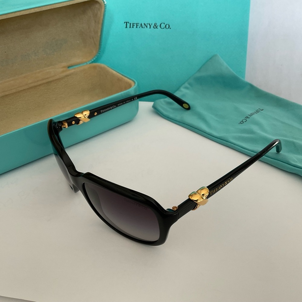 Tiffany & Co. Black Sunglasses with Teal Case - Picture 5 of 8